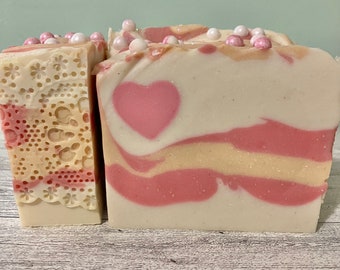 Love and Lace Soap, valentines soap, heart soap, Valentine’s Day soap, heart soap, friend soap, gift soap, girl gift, women’s gift