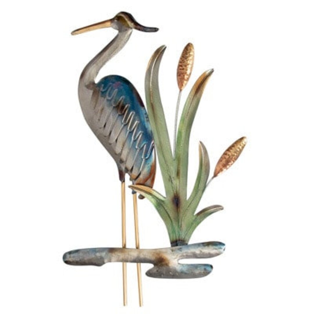 Metal Wall Art Heron Wall Hanging Decor Etsy