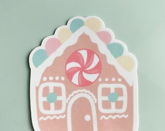 Holiday Gingerbread House Waterproof Sticker | Gingerbread Sticker | Waterproof Sticker | Holiday Sticker