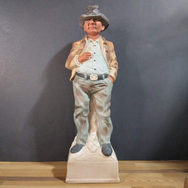 1969 Casual Indian ~ Casual Cowboy Lionstone Whiskey Bourbon Porcelain Decanter Figurine (Empty) | Man Cave Bar Decor