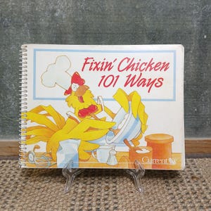 Fixin' Chicken 101 Ways Novelty Recipe Cook Book Funny Cartoon Vtg '87 Spiral