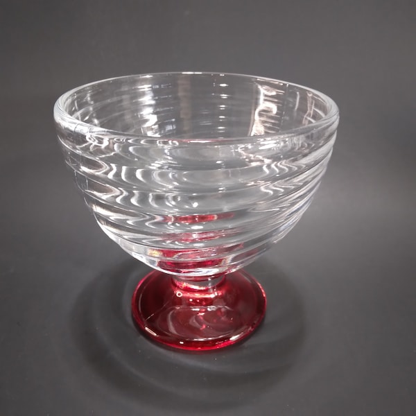 Anchor Hocking Manhattan Park Avenue Depression Swirl Red Foot Dessert Dish | 4" Cordial Parfait Cup | Martini Cocktail Barware Decor