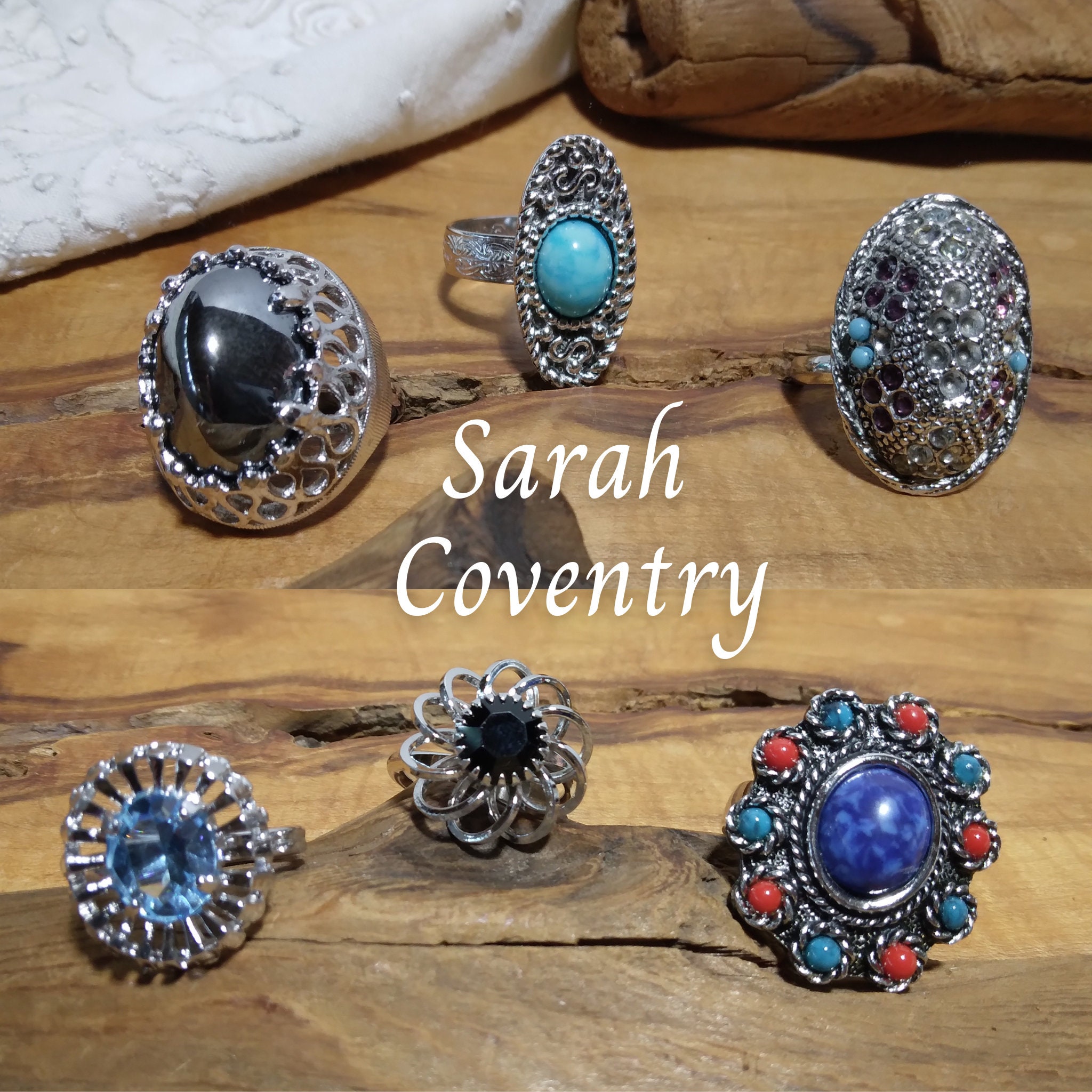 Sarah Coventry Statement Rings Your Choice of Vintage 1970s Silver Tone  Statement Jewelry Adjustable One Size Fits Most 