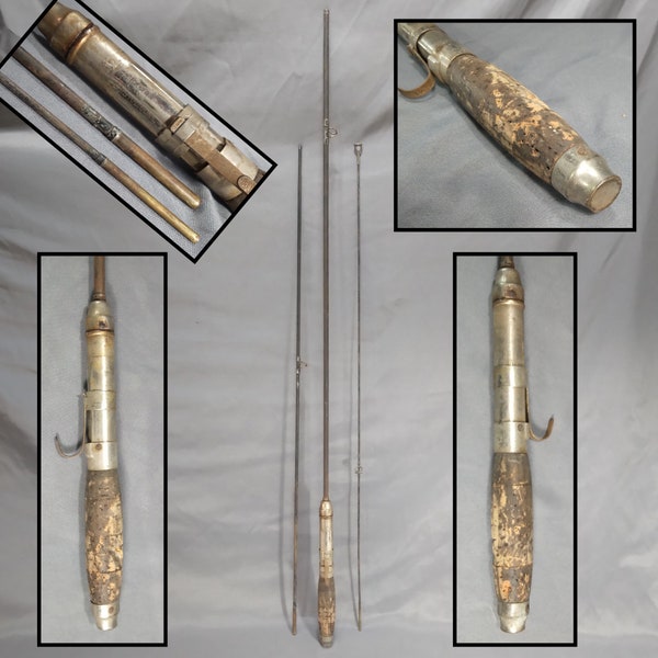 Steel Metal Fishing Rod with Cork Handle Antique / Vintage Homaco Bristol Conn. | Bait Casting Pole | Gift Decor