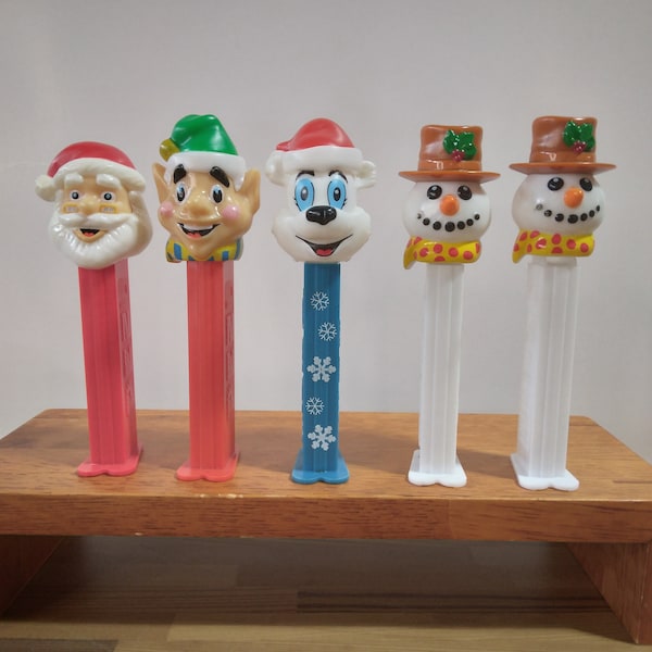 Vintage Christmas Pez Dispensers, Choose Your Favorite, Santa, Elf, Icee Bear, Snowman, With Feet