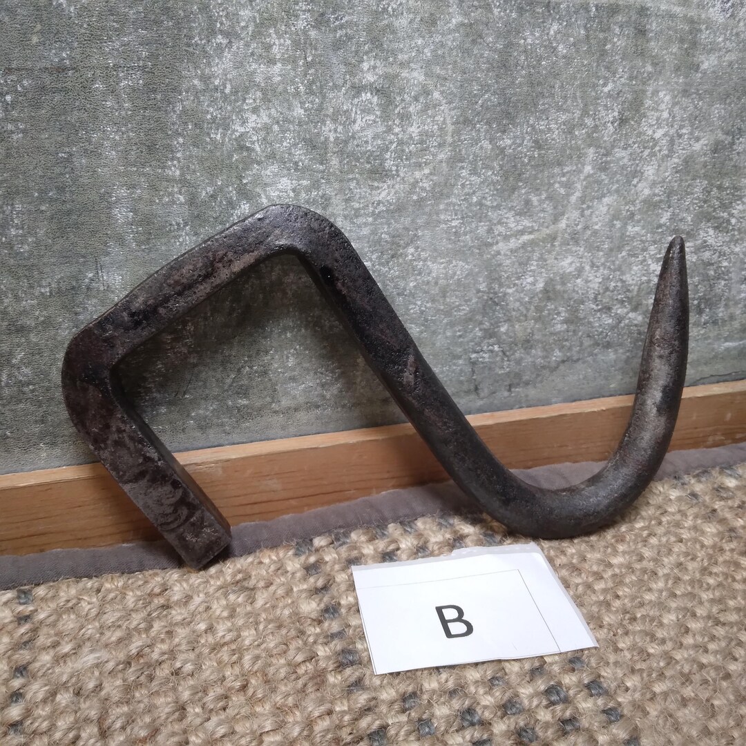 Antique Primitive Forged Wrought Iron Meat Hook, Rusty Patina, DIY Coat ...