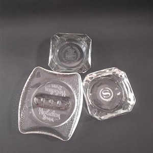 Vintage Clear Glass Ashtrays - Your Choice | MCM Retro Mod | Holiday Inn, Sheraton, Best Western Motel | Hotel Advertising Collectibles