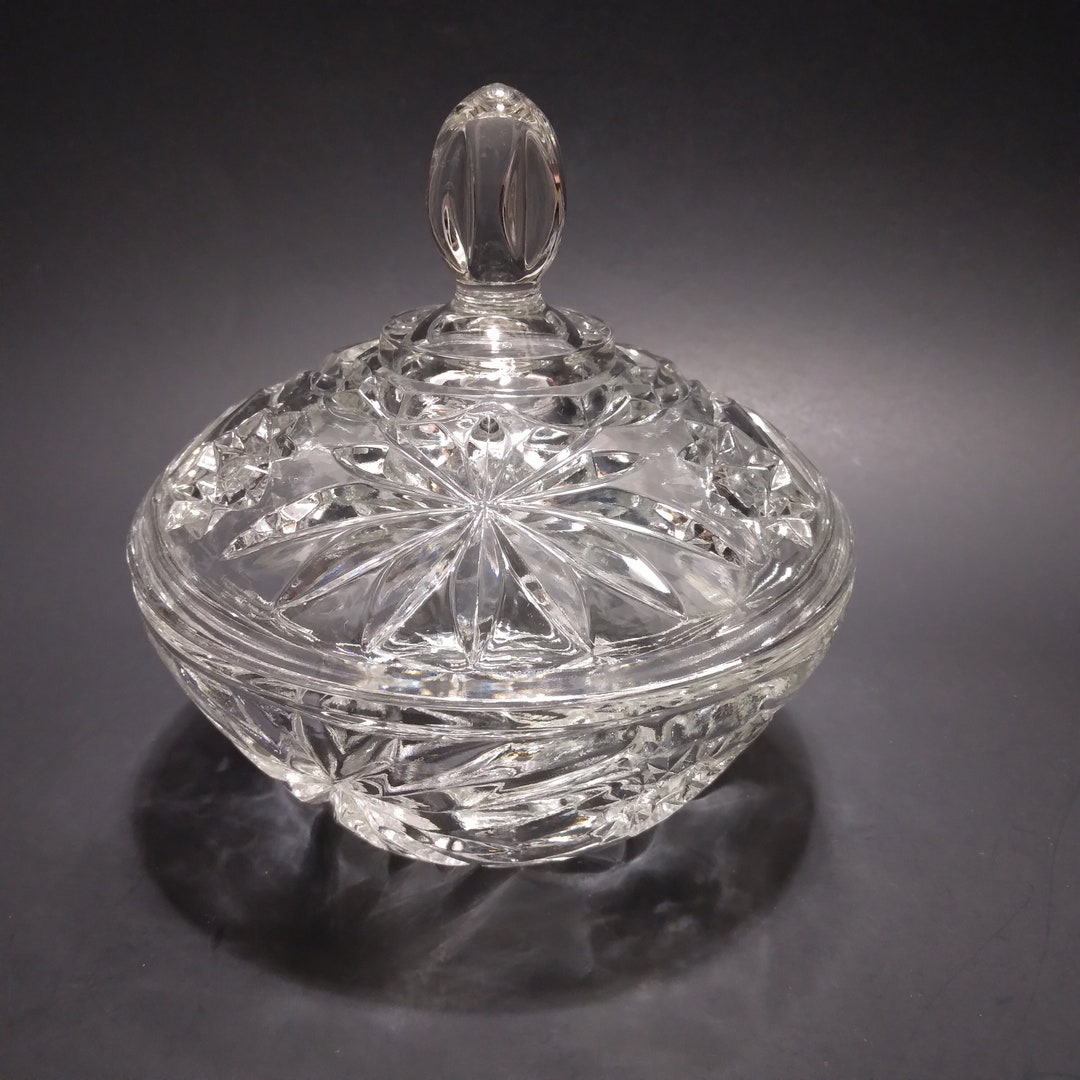 Vintage Clear Glass Candy Dish With Lid