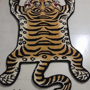 handmade tufted tiger rug tibetan tiger rug yellow tiger rug animal print rug animal skin rug for living room bedroom kidsroom,home decor