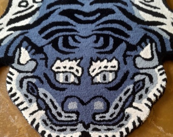Hand-Tufted Wool Tiger Rug - Tibetan Style Animal Rug