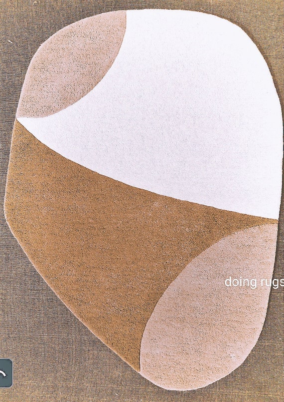 Minimalist beige white premium quality rug soft wool area rug irregular shape unique rug for living room bedroom christmas gift & home