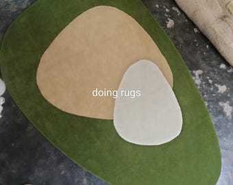 Oval Green Rug, Premium New Zealand Wool Area Rug