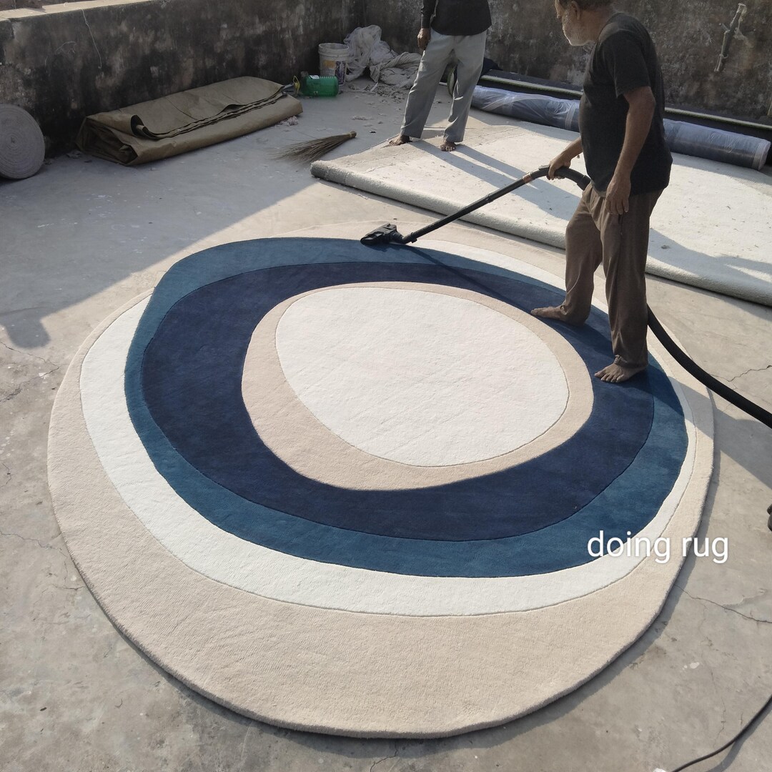 Hand-tufted Wool Rug, Minimalist Irregular Shape, Designer Home Decor ...