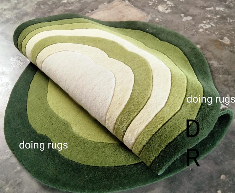 Oval Shape Green Rug Premium Quality Designer Rug Soft Newzealand Wool