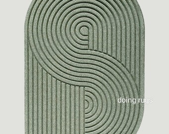 Irregular shape olive green rug premium quality newzealand wool designer hand tufted rug for living room bedroom hall kitchen office gifts