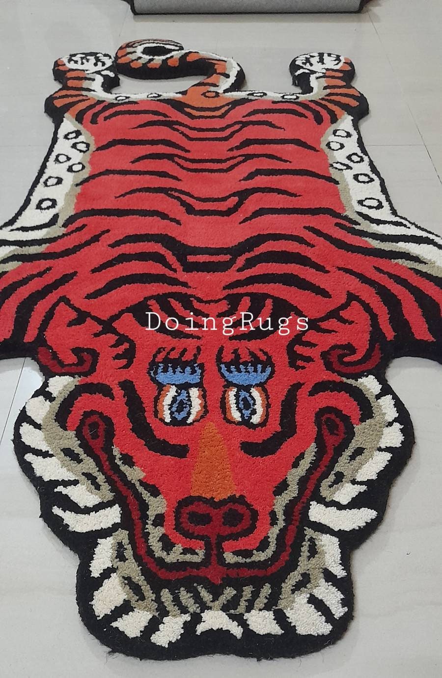 Preppy Tiger Rug Handmade Wool Tufted Tiger Rug, Kids Room Decor - Etsy