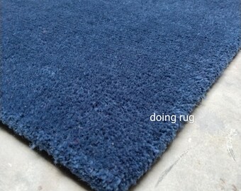 Solid plain colour blue hand-tufted rug premium quality designer wool area rug for living room bedroom lounge hall christmas gift homedecor