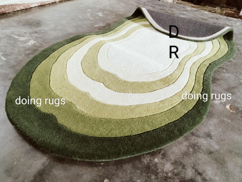 Oval Shape Green Rug Premium Quality Designer Rug Soft Newzealand Wool