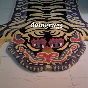 Tibetan tiger rug,custom made tiger print rug antiskid soft newzealand wool rug for living room bedroom kids room christmas gift homedecor