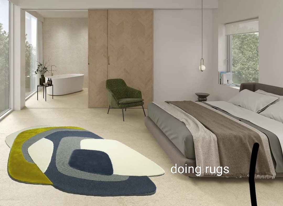 Undulating Small Rugs Minimalist Irregular Shape Handtufted Wool Rug, Premium Quality ...