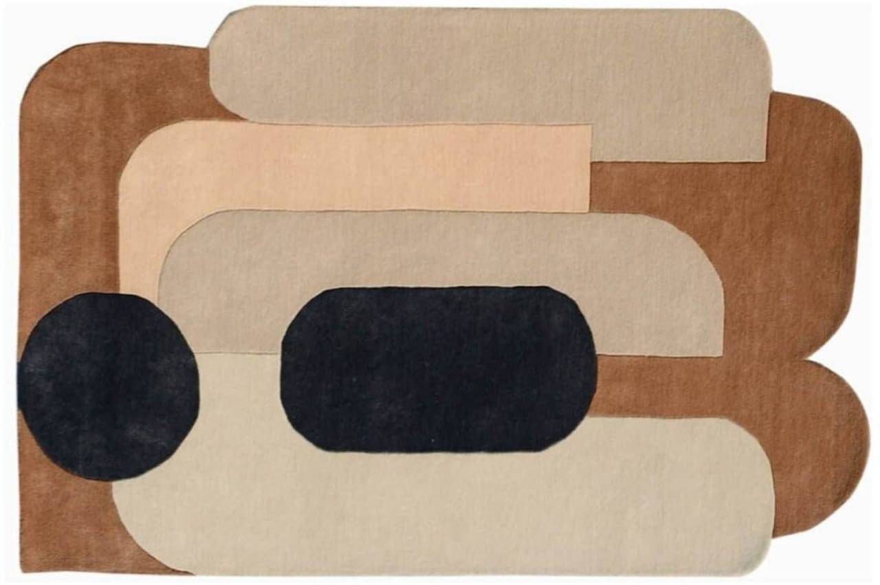 Geometric Shape Handtufted Rug,modern Abstract Soft Wool Area Rug for