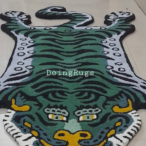 green tibetan tiger rug,tufted tiger rug,tiger print rug tiger skin rug for kids room,livingroom,bedroom  kidsdecor homedecor christmas gift