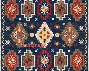 Handtufted Kilim Geometric Pattern 100% Woolen Area Rug for living room, bedroom hall,dining,office and other home spaces,