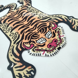 Golden tibetan tiger rug 4x6 tiger print rug animal shape rug for kids room,christmas gift and home decor custom size available