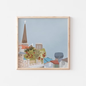 Korean Art, Korean Street Scenery, Printable Wall Art, Asia Wall Art, Illustration, Christian Wall Art, Wall Decor Prints, Church Wall Art