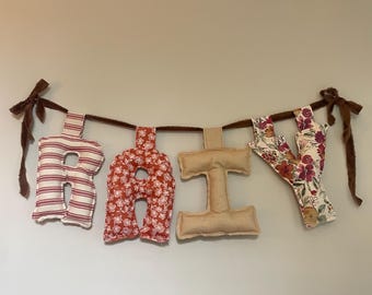 Custom Puffy Fabric Letter Banner: Nursery Decor, Birthday Party