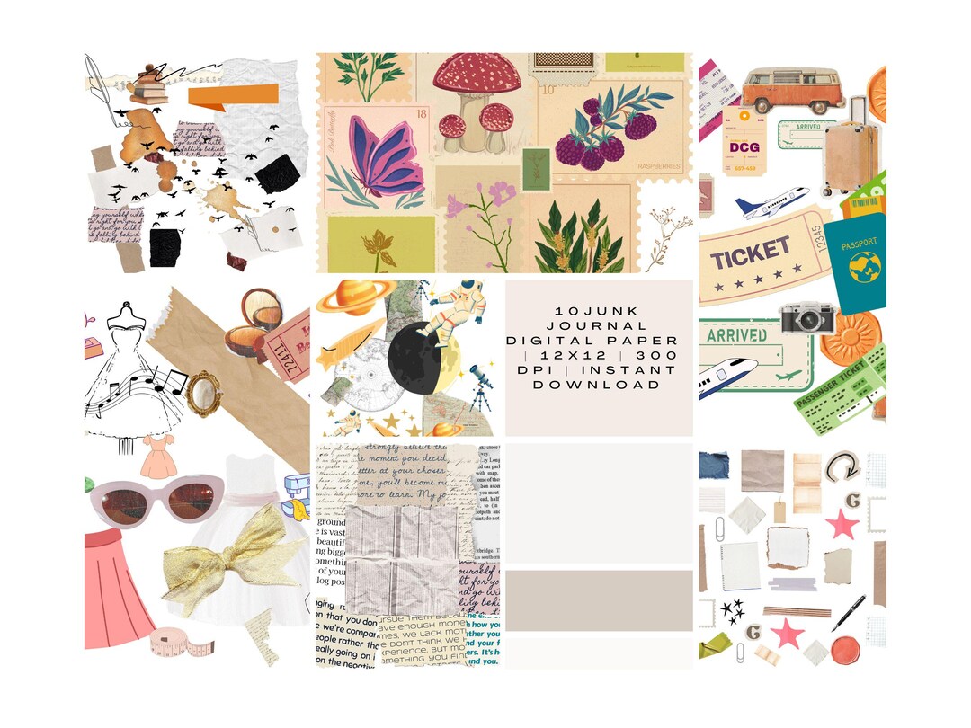 Junk Journal Digital Paper Pack | Vintage Ephemera & Antique Printables ...
