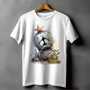 T-shirt cactus, shirt cartoon cactus, grappig cactusontwerp, schattige woestijnplant T-shirt, shirt met grillig karakter, T-shirt met Britse print