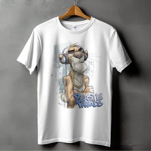 Camiseta de león, camiseta divertida de animales, Beastie Threads, león de dibujos animados, león de hip hop, camiseta de gato genial, camiseta gráfica, camiseta unisex, Roclla Media Art