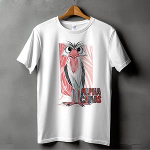 Cartoon vogel T-shirt, grappige vogelkunst, aviaire graphic T-shirt, uniek vogelontwerp, eigenzinnig cadeau vogelliefhebber, cool T-shirt