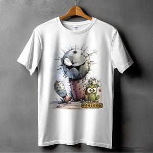 T-shirt cactus, cartoon cactus T-shirt, shirt grappige plant, woestijn humor cadeau, UK kunstenaar ontwerp, uniek grafisch T-shirt, heren dames-T-shirt