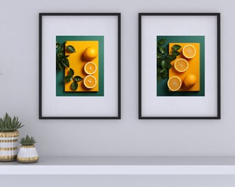 Gelbe und Grüne Digital Home Decor Drucke