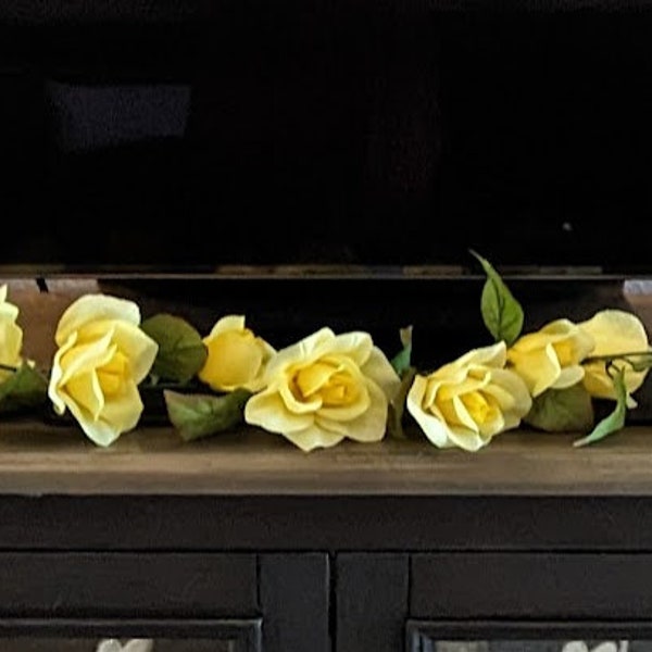 Artificial Silk Yellow Rose Garland 5 Feet Long