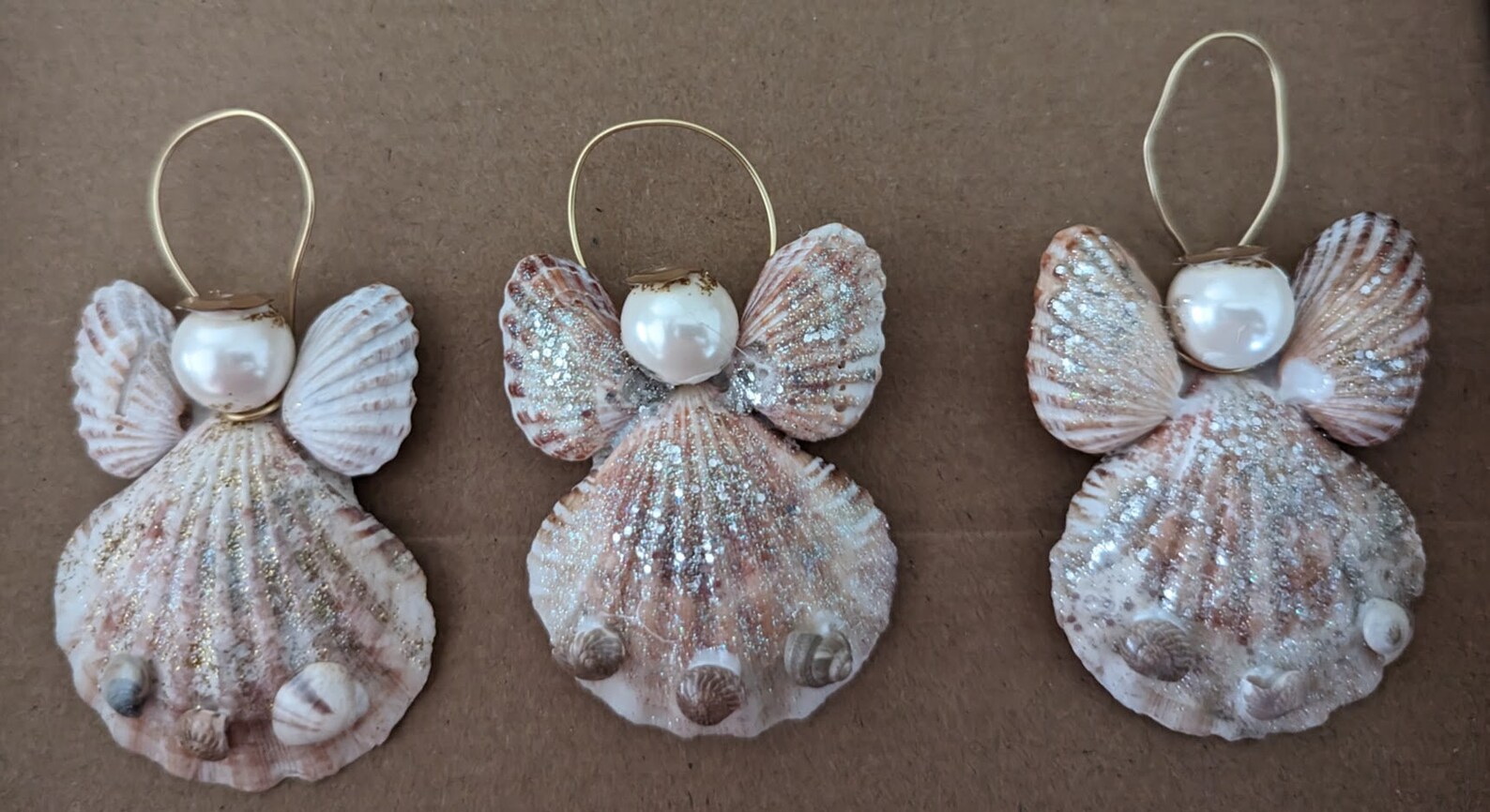 Set of Three Holiday Hand Made Sea Shell Angel Ornaments Set 4 - Etsy