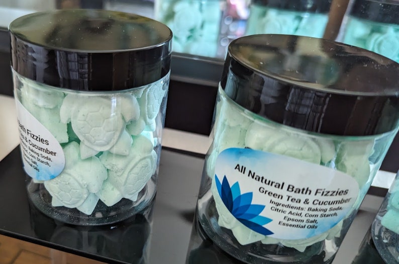 Turtle Bath Fizzies Green Tea & Cucumber Scent. All Natural Etsy