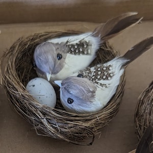 Artifical Bird's in a Bird's Nest With a Egg - For Crafts- Floral Project or Wreath. About 3 inch Round