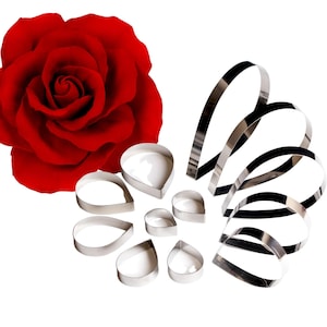 Rose Petal Cutter Set of 9 or 12 Sizes | Gum Paste, Fondant, Cookie Cutter Teardrop Decorating Tool for making Sugar Paste Roses and Leaf