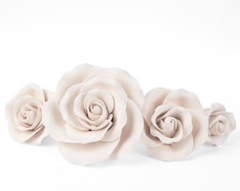 White Tea Rose Sugar Flower Cake Topper | White Gum Paste Rose Flower for Cake Decorating Wedding Cakes & Birthday Cakes