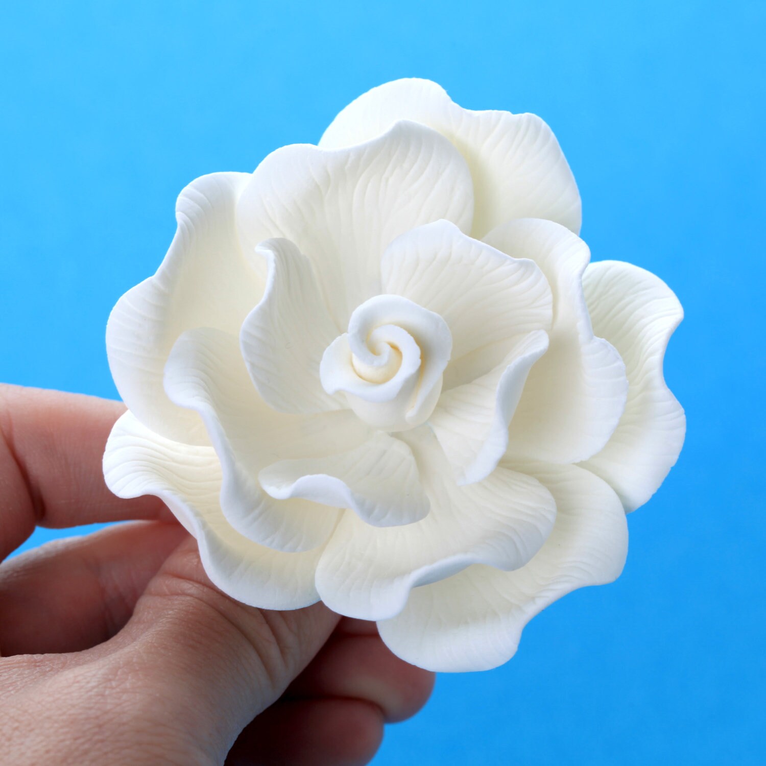 White Rose Sugar Flower Cake Topper Full Bloom Rose Gum Etsy