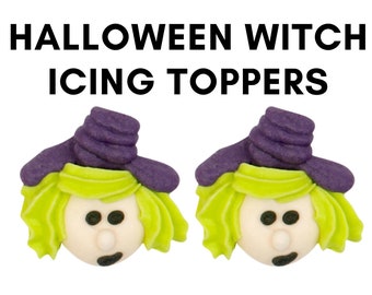 Icing Toppers - Witch Halloween Royal Icing Toppers (Bulk) Ready-to-Use for Cake, Cupcake, Chocolate, Cookie, Candy