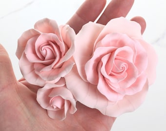 Pink Rose Sugar Flower Cake Topper | Assorted Size Gum Paste Flower for Cake Decorating Wedding Cakes & Birthday Cakes