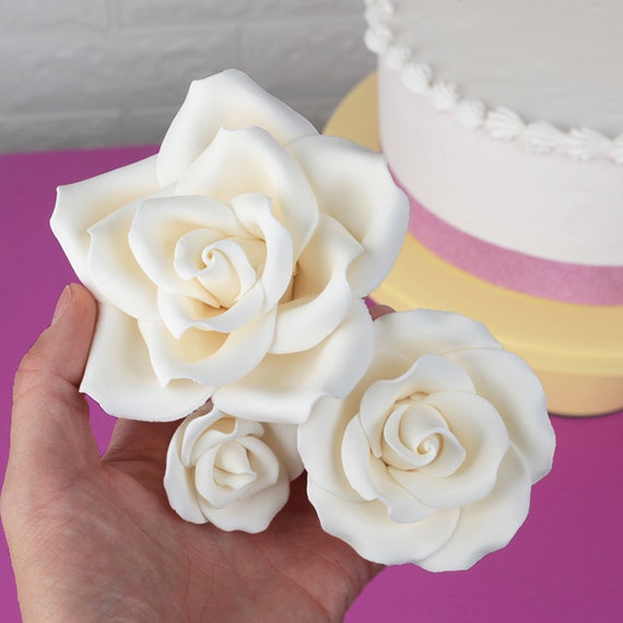 English Rose Sugar Flower Cake Topper Gum Paste Flowers for - Etsy