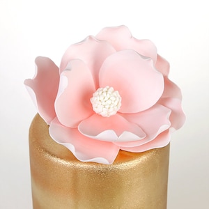 Pink Magnolia Sugar Flower Cake Topper | 4.5 inch Gum Paste Flower for Cake Decorating Wedding Cakes & Birthday Cakes