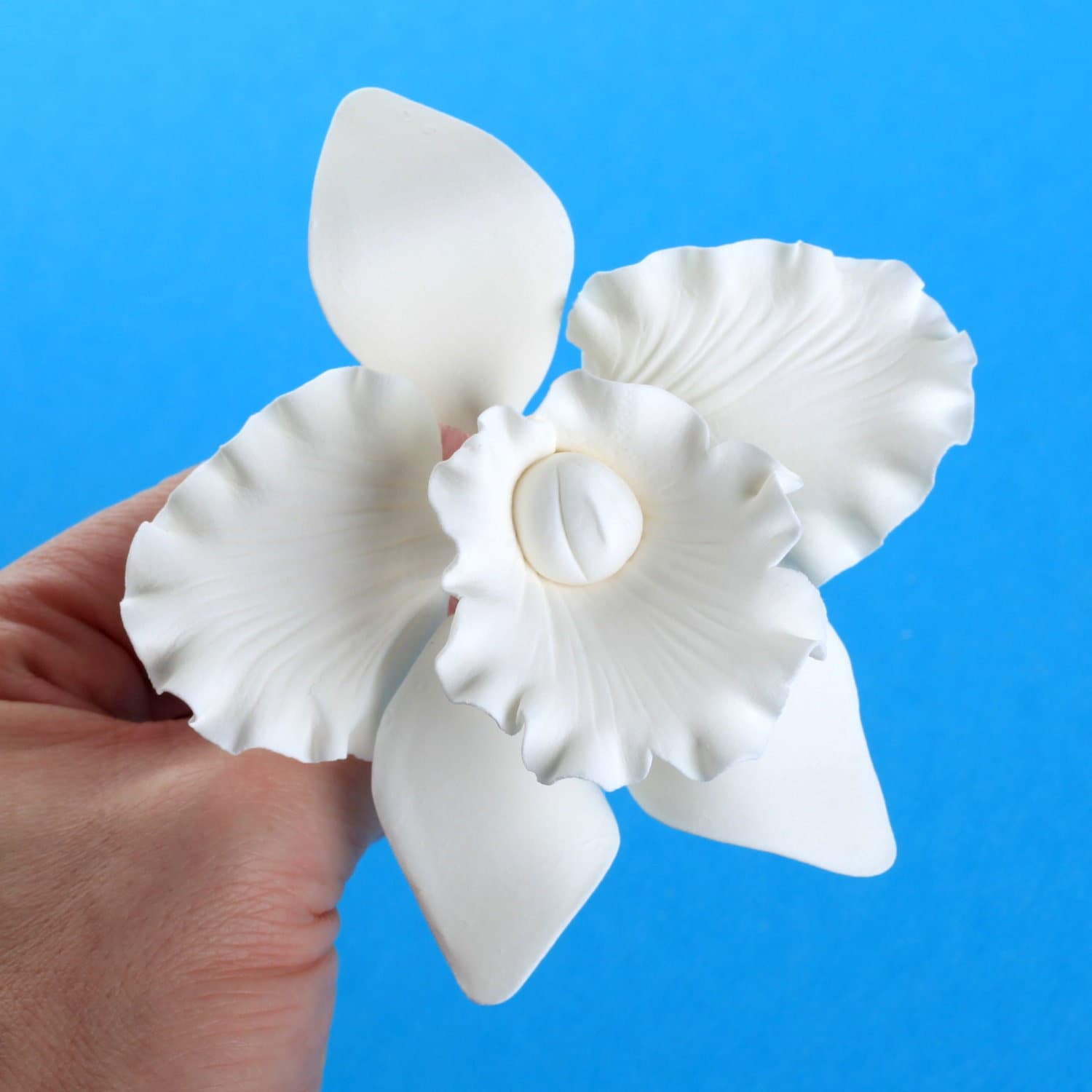 White Orchid Sugar Flower Cake Topper