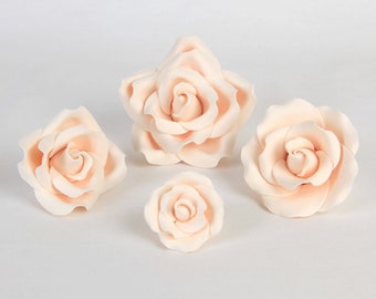 English Rose Sugar Flower Cake Topper | Ivory Gum Paste Flowers for Cake Decorating Wedding Cakes, Birthday Cake, and Anniversary Cakes