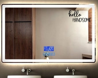 Sticker miroir beau Hello : décoration de salle de bain en vinyle